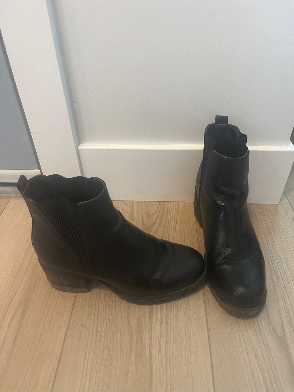 MIA Black Leather Chelsea Ankle Boots
